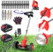 Xbzzgmg Rasentrimmer mit Akku, 21 V 4.0 Ah Akku Rasentrimmer, 3-in-1 Multifunktionsgerät Freischneider Akku/kantenschneider/Rasentrimmer, mit 2 Messerarten für Garten- und Hofrasenpflege