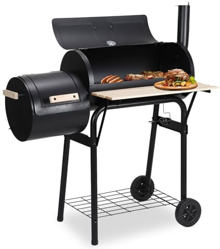 Gimisgu XXL Charcoal Grill with Shelves, Charcoal Container and Integrated Thermometer Perfect for BBQ and Garden Parties