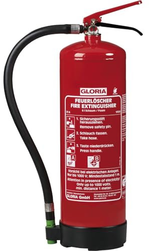 Gloria Feuerlöscher Schaum SD6E - fluorfreier Schaumlöscher 6l - Schaumfeuerlöscher für Brandklasse A/B