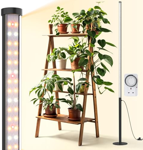 Lampe de croissance debout Barrina T10 Pro avec minuteur, 42W, 169 LED, éclairage vertical à spectre complet pour plantes d’intérieur, couverture large, hauteur de 115 cm à 165 cm avec interrupteur à