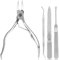 BUTBU Cuticulas Profesional en Acero Inoxidable Set, 4 Piezas Corta Cuticulas Pack con Empujador de Cuticulas Profesional, con 1 Lima de Doble Cara y 1 Empujador para Pedicuras, para Uñas Encarnadas