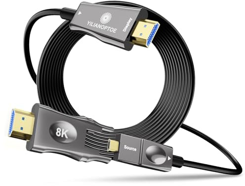 YilianOptoe 8 K in fibra ottica rimovibile HDMI 2.1 cavo 7,5 m, 8 K a 60 Hz 4 K a 120 Hz, 48 Gbps Ultra High Speed Cavo HDMI per PS4/PS5, Xbox X/S, TV, laptop, monitor, proiettore nel cablaggio a