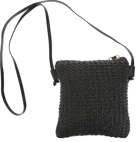 Gatuida Sac Bandoulière Femme en Paille Tressée Fermeture Éclair et Longue Sangle, Sac Plage Estival Chic pour Sortie Plage ou Voyage