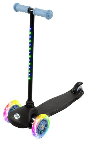 MoVe Tilt & Glo 3 Wheel Scooter with Light Up Wheels | Kids Push Tri Scooter | Adjustable Handlebar | Blue, Ages 3+