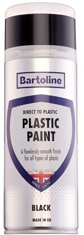 Bartoline Direct to Plastic Paint Black 400ml Gloss Finish All-in-One Spray Paint for Plastic Surfaces No Primer Needed – Durable, Weather-Resistant Finish for Indoor and Outdoor Use