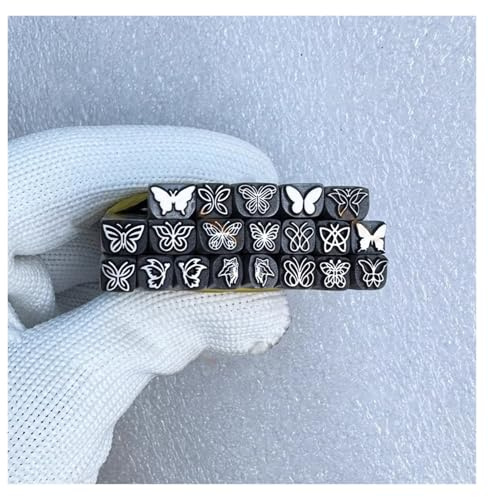 CYHTYM Schlagzahlen 20 Stempel-Set-Werkzeuge für Metalldesigns, für Stanzen von Metall-, Schmuck-, Leder-, Holz-, Ton- und Schmetterlingsmustern
