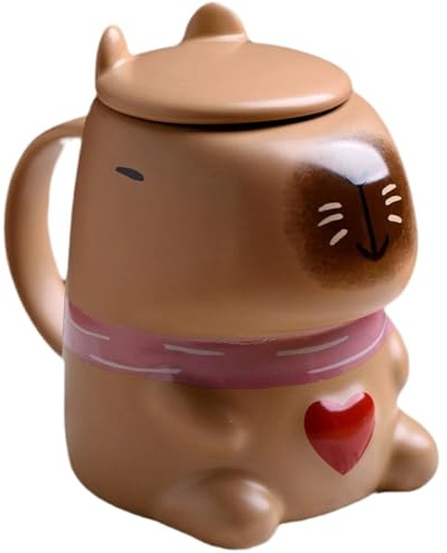 AZIDWERYQ Taza de capibara, linda taza de café de cerámica con tapa, de té con forma de animal de dibujos animados, regalos únicos divertidos para amigos, tazas de café lindas