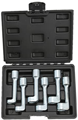 Cerlyiont 6 Pcs L Type Chrome Vanadium Steel Fuel Injection Pipe Socket Wrench Set for Car Repair
