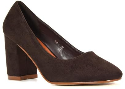 Women's Court Shoes Ladies Classic Round Toe Dress Shoes Office Party Block Heel Pumps Size 3-8