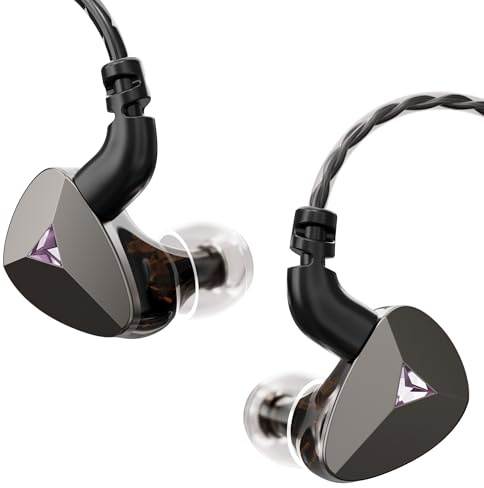 KEPAICHI Driver in ear monitor, auricolari HiFi cablati, auricolari da gioco, auricolari IEM ibridi con piastra frontale in acciaio inossidabile, cavo staccabile per musicisti, audiofili, cantanti, DJ