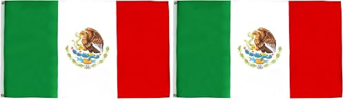AZ FLAG - Drapeau Mexique - 150x90 cm - Drapeau Mexicain 100% Polyester Avec Oeillets Métalliques Intégrés - Pavillon 110 g (Lot de 2)