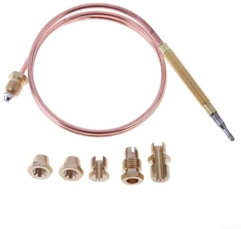 M6 x 0,75 Thermoelement-Set für Gasbrenner, Kamine, Öfen, Herde und Grillgeräte – 60 cm/90 cm/120 cm Metallsonde mit M6-Spitze (60 cm)