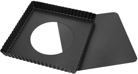 Kichvoe Teglia da Forno Quadrata in Metallo con Fondo Rimovibile, Tortiera Profonda per Pizza con Ripieni Generosi, Teglia per Pizza Fai da Te per Cucina Domestica e Feste, 21x21x2,5 Cm