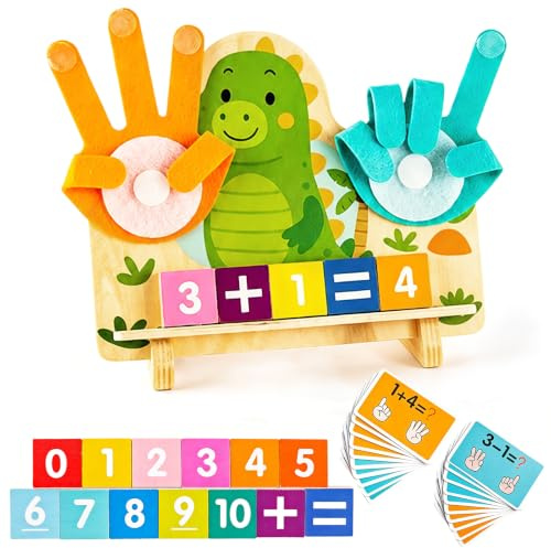 DQMOON Montessori Toys for 3 4 5 Year Olds, Toys for 4 5 6 Year Old Boys Girls Toddlers Dinosaur Counting Math Board Educational Toys, Birthday Gifts Xmas Stocking Fillers for Boys Girls