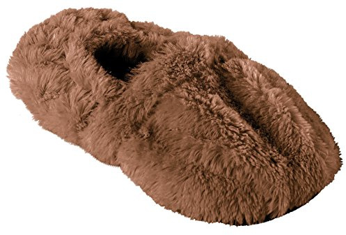 infactory Mikrowellen Hausschuhe: Aufwärmbare Flausch-Pantoffeln mit Leinsamen-Füllung Größe