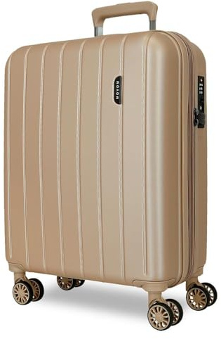 MOVOM Wood Maleta de cabina Rígida 4 Ruedas Dobles, Color Champagne