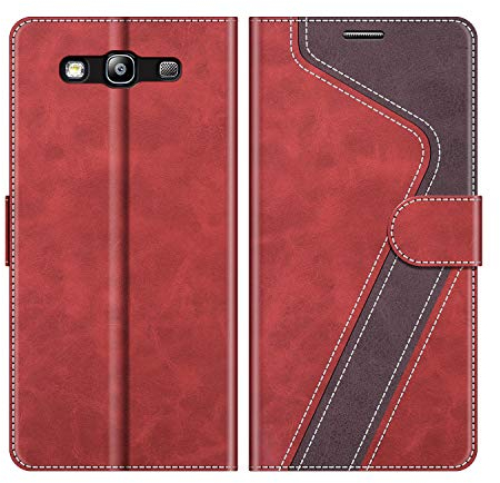 MOBESV Hülle für Samsung Galaxy S3 Handyhülle, Lederhülle mit Kartenfach, Klapphülle mit Ständer, Flip Case Handytasche Schutzhülle, Modisch Rot