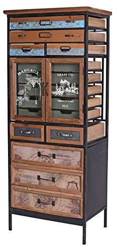 Hochkommode „Brooklyn LOFT“ – Industrial Apothekerschrank | Holz & Metall | 16 Schubladen & 2 Türen | Vintage Loft Kommode lof031 Palazzo Exklusiv