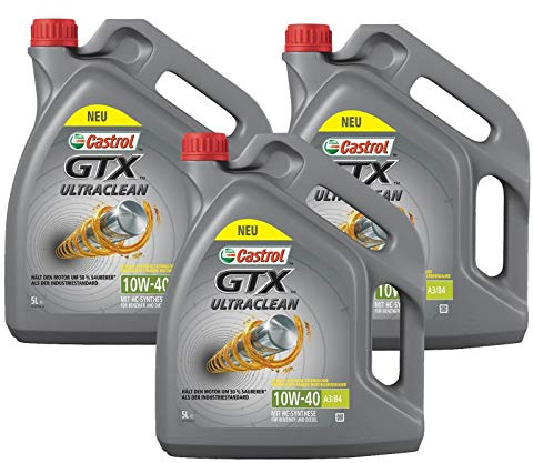 Motorenöl 10W-40 GTX Ultraclean A3/B4 [3x 5 L] von Castrol (SET15A4D515L) Öl Schmierung Motorenöl