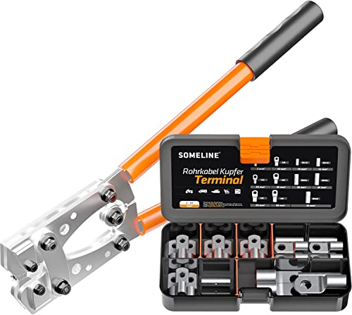 SOMELINE Set di Pinza Crimpatrice Capicorda Batteria, [6-50mm²] Capicorda Elettrici a Crimpare, Attrezzo Crimpare, Pinza Capicorda, Pinza per Capicorda, Strumento Crimpatura Capicorda