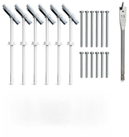 INBRACKETS Heavy Duty Toggle Cavity Wall Anchors Pack of 6 with M6 x 40mm & 60mm Screws and 13mm Flat Drill Bit for Plasterboard Hollow Walls TV Bracket Radiator Fixings (Pack of 6