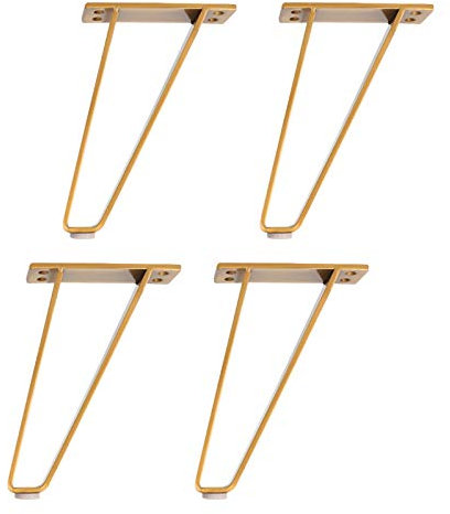 ZXCVBAS Haarnadel Tischbein 4X Hairpin Leg Möbelbein Haarnadelbeine Aus Metall Tischzubehör DIY Für Esstisch Sofas, Schränke, TV-Schränke, Betten, Couchtische Und Andere Möbel,Gold,18cm/7.08in