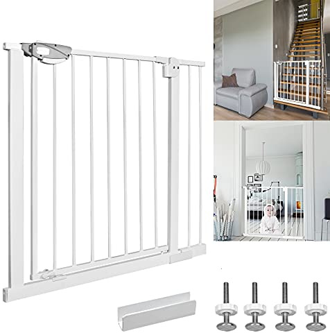 YRHome Türschutzgitter ohne Bohren Treppengitter Treppenschutzgitter für Kinder Türgitter Auto-Close 180° Zweiwegeöffnung Baby Schutzgitter für Baby Kinder, 85-95 cm breit Weiß