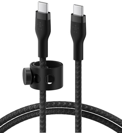 Belkin BoostCharge Pro Flex geflochtenes USB-C/USB-C-Ladekabel, USB-IF-zertifiziert zum Schnellladen mit Power Delivery PD, iPhone 16, iPhone 15, Galaxy S24, Pixel, iPad, MacBook, 2 m – Schwarz