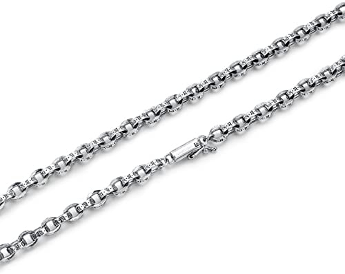 Bishilin Herren Partnerkette Silber 925, 5MM Rolokette mit Buddhismus Halskette 65CM Silber Biker Freundschaftskette für Männer Jugend