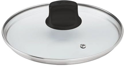 Lagostina, Coperchio per Pentole in Vetro, Con Valvola per Fuoriuscita Vapore e Bordo in Acciaio, Lavabile in Lavastoviglie, Impugnatura Comoda, Diametro 28 Cm