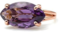 Améthyste Marquise - Bague En Or Rose Brillant - Bague De Février, Bague De Déclaration, Bague De Pierre Précieuse Pour Femme - Cadeau Pour Elle