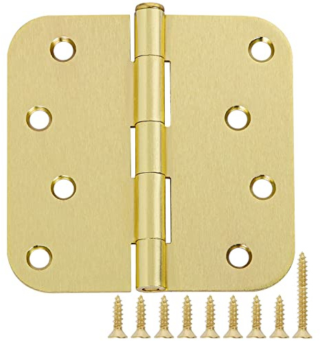 12 Pack 4x 4 Inch Door Hinges Brass Hardware Gold Exterior Door Hinge 8 Holes 5/8 Heavy Duty Iron Animal Shed Coop Storage Gate Basement Bedroom Office Hotel Door Hinges For Doors Bisagra de puerta