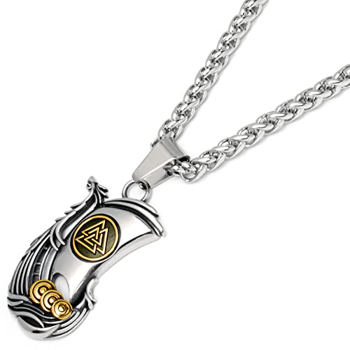 Wikinger-Schiff Kettenanhänger aus hochwertigem 316L Edelstahl Valknut Segel Drachenschiff mit Halskette Wikinger-Schmuck Herren Kette Männer Geschenk
