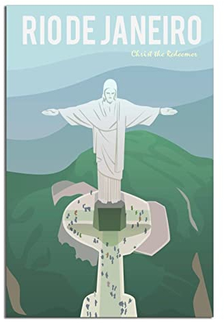 Rio de Janeiro Christus Statue Vintage Reiseposter Leinwand Wand Home Room Decor Kunst Poster Malerei Bild Druck Geschenk Poster