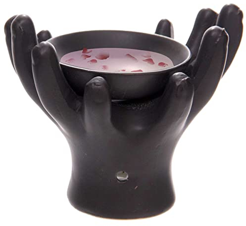 mtb more energy Duftlampe ''Peace'' - Duftlicht Teelichthalter offene Hände - matt schwarz - Höhe 13 cm - Deko Style Home Living