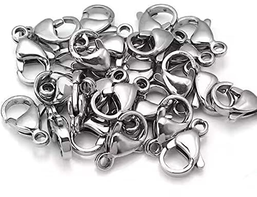 YIEUR 100 Stück Schmuckverschlüsse Karabinerverschluss Edelstahl, 12mm Armband Verschluss Schmuck Karabiner Verschluss für DIY Kunsthandwerk Schmuckherstellung (Edelstahl)