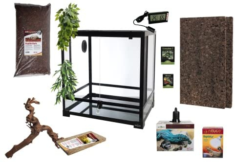 Komplettset: Für Chamäleons Terrarium ReptiZoo Deluxe Gaze-Terrarium 60x60x120cm (Bild zeigt Variante mit Glasterrarium)