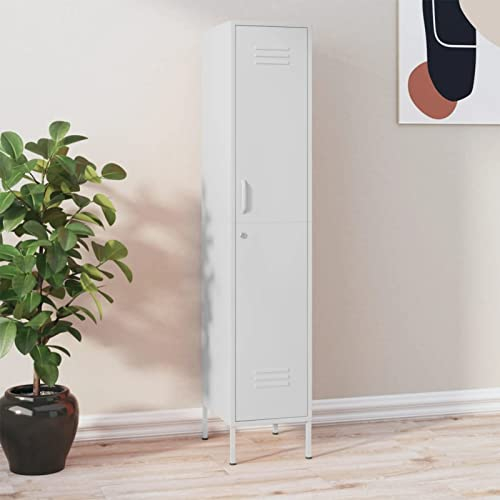 Keketa Schließfachschrank Lagerschrank Metallschrank Aktenschrank Schrank Bücherschrank Standschrank Garderobenschränke Mit 4 Einlegeböden Weiß 35x46x180 cm Stahl