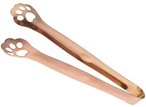 BIUDECO Reusable Bread Tongs Stainless Steel Food Serving Tongs Ergonomic Handle Kitchen Utensil Metal Clips for Buffet and Baking Rose Gold
