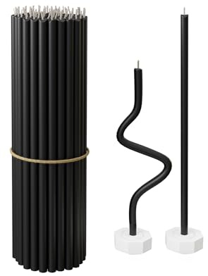 Velas de cera de abeja pura para el hogar: 40 velas candelabro delgadas y altas + 2 soportes, completamente naturales, para oraciones en la iglesia, pastel de cumpleaños y Adviento de Navidad