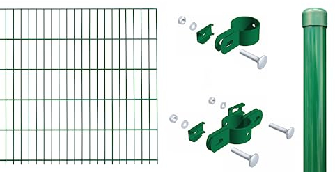 Alberts 684204 Einstab-Gittermatten-Set | Garden Typ 8/6/4 | verschiedene Längen und Höhen | grün | 2000 x 1000 mm | Zaunlänge: 24 m