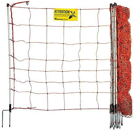 horizont strongLine mobiler Hundezaun Camping 50m, 90cm hoch - elektrifizierbar, 14 Fiberglaspfähle mit Doppelspitze, orange, Zaun für Hunde, mobiler Zaun für Garten & Hof