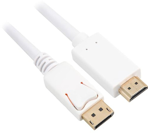 Sharkoon Cable adaptador Displayport 1.2 HDMI 4K, blanco, 3 metros