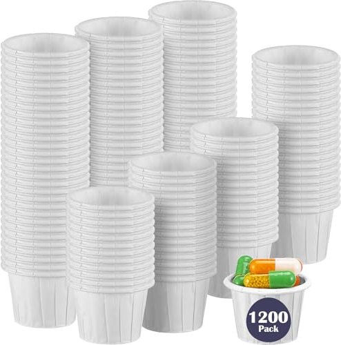 Maxcheck 1200 Pcs Paper Medicine Cups 0.5 oz Disposable Condiment Small Paper Souffle Portion Cup for Medicine Pills Samples, Medication Distribution, Food, Dessert Serving