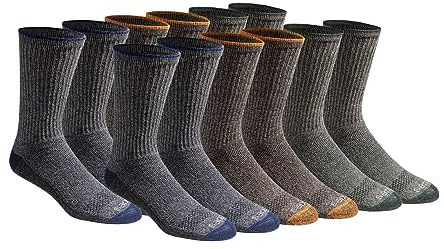 Dickies Men's Dri-Tech Original Moisture Control Crew Socks, Available in M-XXL (6, 12, 18 Pairs), Heathered Colors (12 Pairs), Large