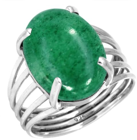 Jeweloporium Perle, Granat, Rosenquarz, Onyx, ovaler handgefertigter Ring, echter 925er Sterlingsilber, Boho, grober natürlicher Edelsteinschmuck für Frauen