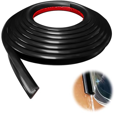Hengrongshen Canalones de Lluvia Negro 5 Metros Canalones de PVC Autoadhesiva para Lluvia en Autocaravanas Redirección de Lluvia en Techos y Puertas