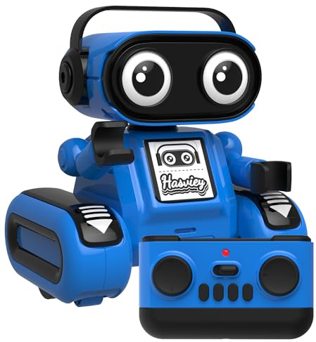 Hasviey Robot Toys for Boys, Rechargeable Remote-Controlled Robot for Kids 6-8, RC Robots with Auto-Demo, Record, Repeat, Dance Moves, Music, Flexible Head & Arms, Gift Ideas for Birthday Xmas - Blue