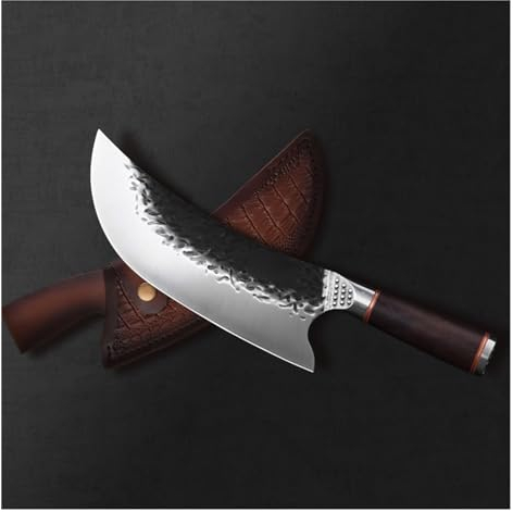 FBITE Kochmesser, 20,3 cm, Edelstahl, handgefertigt, geschmiedet, Hackmesser, Metzger, Schneiden von Fleisch, Fisch, Knochenschneider, Slicer-Werkzeug, FBITE