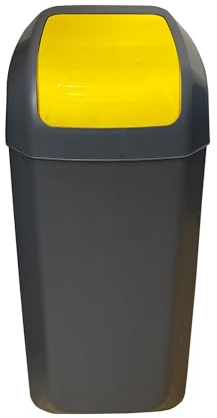 WELL HOME MOBILIARIO & DECORACIÓN Cube - Poubelle avec couvercle basculant de 15 l, couleur jaune